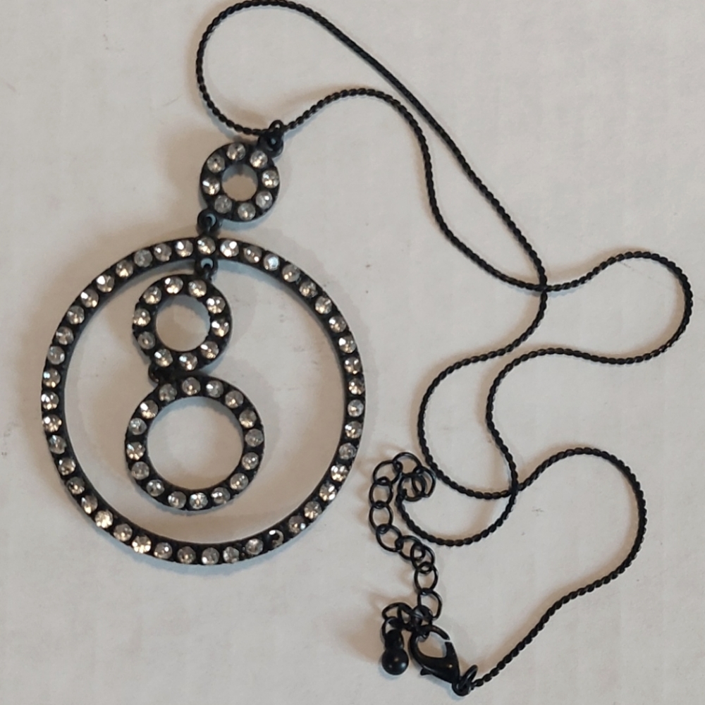 Necklace Black Rhinestone Circle